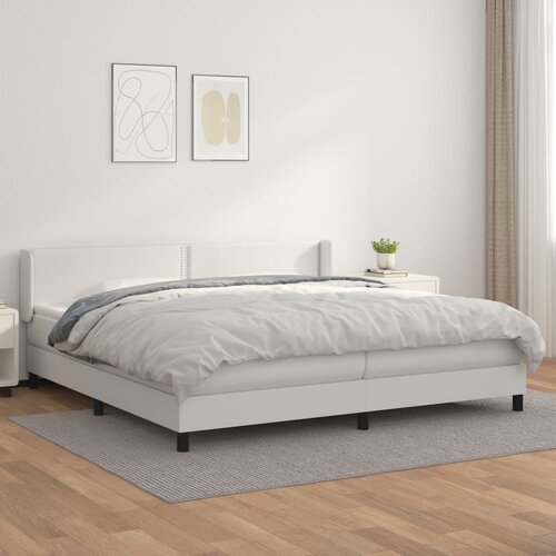 The Living Store Box spring postelja z vzmetnico bela 200x200 cm umetno usnje - Box Spring Postelja, (21519864) Cene