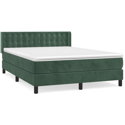 VidaXL Box spring postelja z vzmetnico temno zelena 140x200 cm žamet, (20893792) Slike