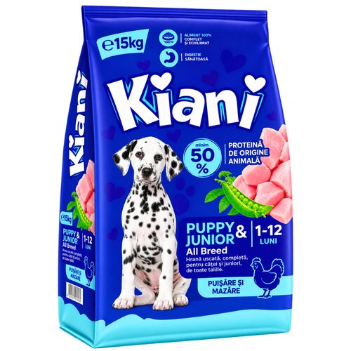 Kiani Suva hrana za pse, Puppy Junior, Piletina i govedina, 15 kg Cene