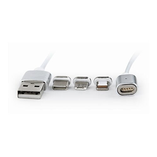 Gembird Magnetic USB charging combo 3-in-1 kabl, iPhones, micro-USB Type-C, silver, 1 m, CC-USB2-AMLM31-1M Cene