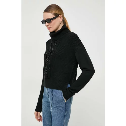 Liu Jo Vuneni pulover za žene, boja: crna, s dolčevitom