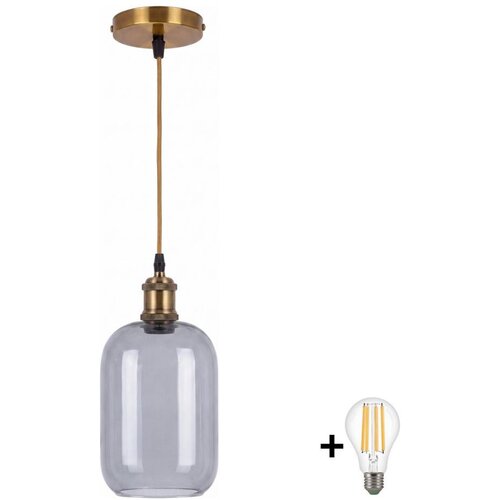 Brilagi LED Luster na sajli RETRO GLASS 1xE27/60W/230V &amp;Oslash; 14 cm zlatna/dimno siva Slike