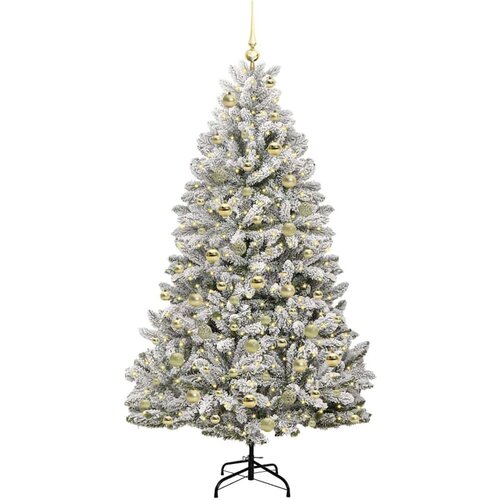 VidaXL Umjetno božićno drvce Zelena i bijela 180 cm PVC i metal Slike