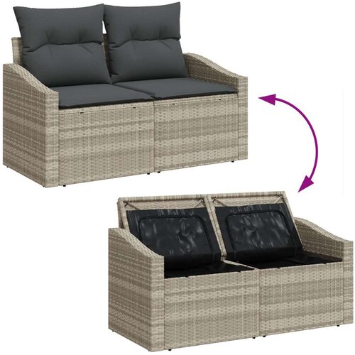  7 komada set vrtnih sofa s jastučićima svijetlo sivi poli ratan Slike