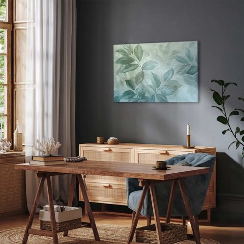 Slika - Large Leaves in Shades of Green-Mint: Botanical Motif 30x20 Cijene