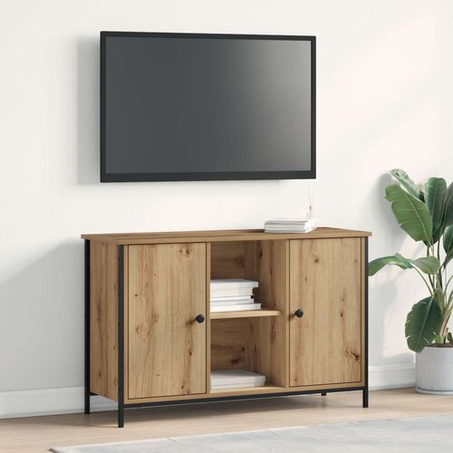 TV omarica Črna Oreh 101x35x65 cm Izdelano iz lesa in jekla, (22012376) Cene