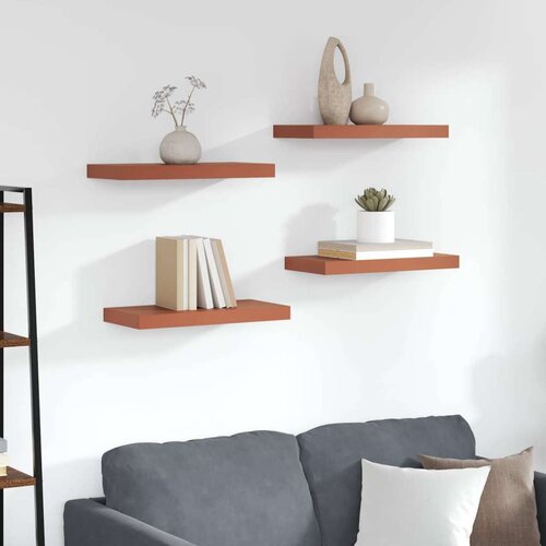  Polica na zidu 4 pcs Crvena 50 x 23 x 4 cm Konstruirano drvo Cijene