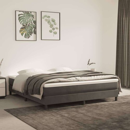  Box spring postelja z vzmetnico temno siva 180x200 cm žamet, (20846740) Slike