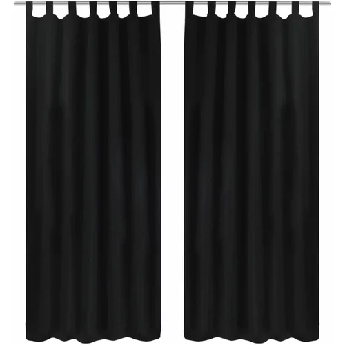 vidaXL 2 kosa črnih satenasih zaves z obročki 140 x 175 cm