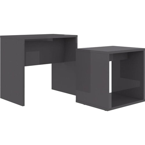 Maison Chic Komplet klubskih mizic - Kavne mizice - Nizka mizica siv visok sijaj 48x30x45 cm iverna pl., (21752143) Slike
