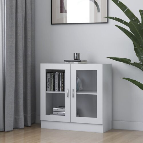 VidaXL Vitrina bela 82,5x30,5x80 cm iverna plo&amp;scaron;ča, (20621191) Slike