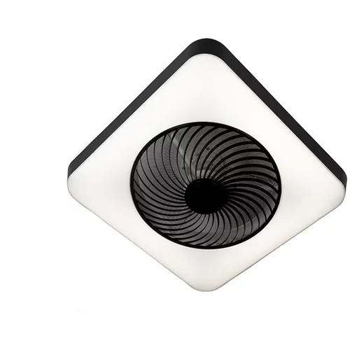 QAZQA Stropni ventilator kvadratne črne barve z LED zatemnitvijo - Climo