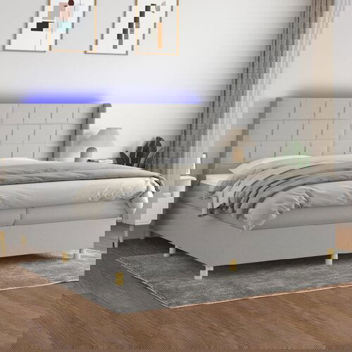 The Living Store Box spring postelja z vzmetnico LED sv. siva 200x200 cm blago - Box Spring Postelja, (21521486) Cene