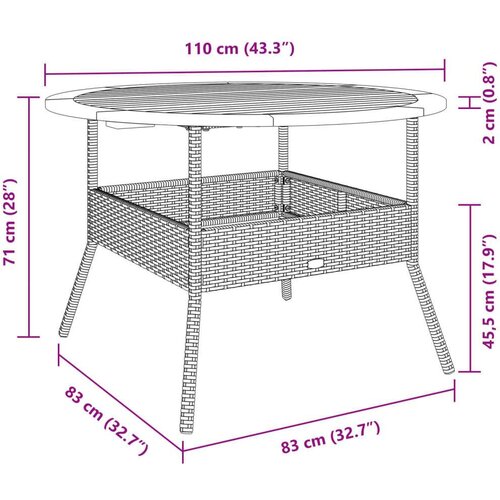 VidaXL Vrtni stol s pločom od drva bagrema bež &amp;Oslash; 110x71 cm poliratan Slike