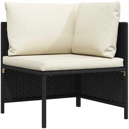  Modularna kutna sofa od poliratana s jastucima crna Cijene