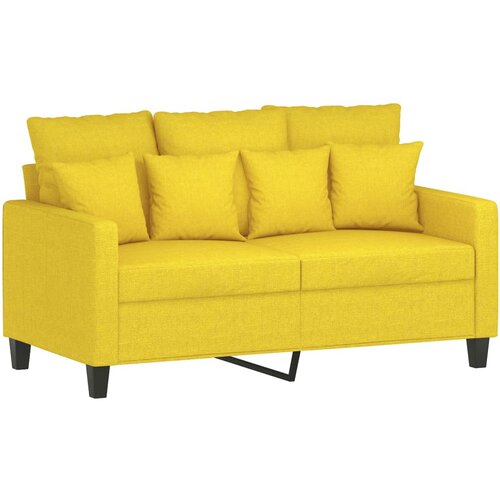 2-dijelni set sofa s jastucima svjetložuti od tkanine Slike