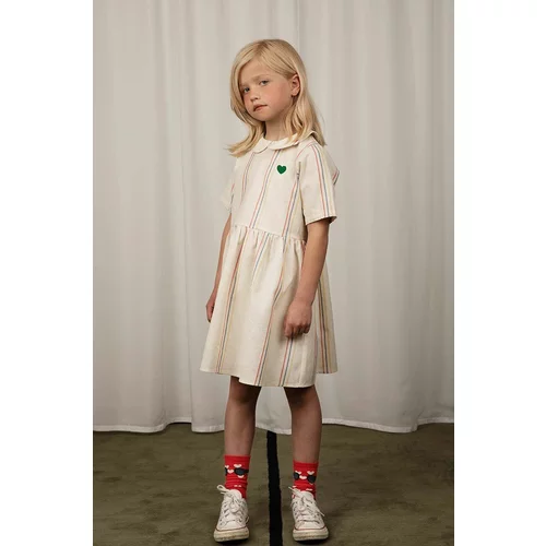 Mini Rodini Dječja haljina s dodatkom lana boja: bijela, mini, širi se prema dolje