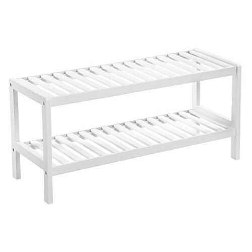 Songmics Dvostopenjsko stojalo za čevlje iz naravnega bambusa, police za čevlje, knjige, rastline, za dnevno sobo, spalnico, kopalnico, 70 x 26 x 33 cm, bela lbs02wt, (21248195) Slike
