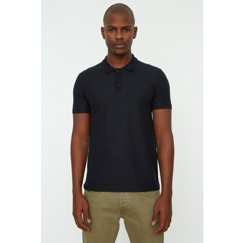 Trendyol Navy Blue Men's Slim Fit Textured Polo Neck T-shirt Polo Neck T-shirt Slike