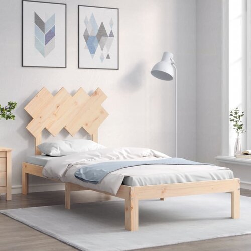 VidaXL Okvir kreveta s uzglavljem 90 x 200 cm od masivnog drva Slike