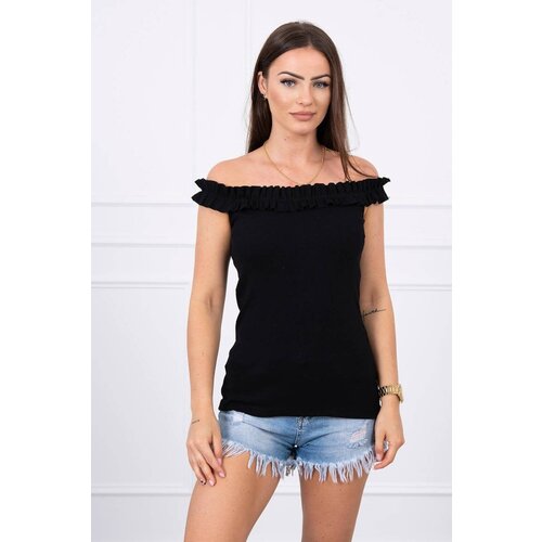 Kesi Black blouse with ruffles over the shoulder Slike