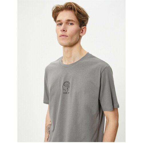 Koton Slogan Printed T-Shirt Slim Fit Crew Neck Short Sleeve Cene