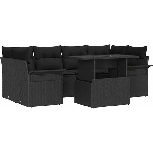  Sjedeća garnitura za vrt 7 kom. Crna [Sintetički]: Poli Ratan 234 x 132,5 x 85 cm Slike