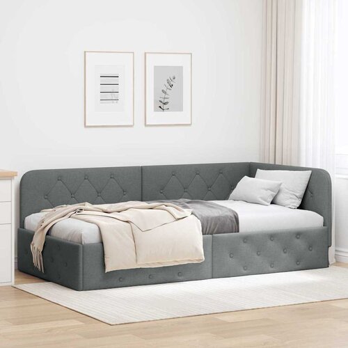  Kutni okvir kreveta Tamno siva 90 x 190 cm tkanina Cijene