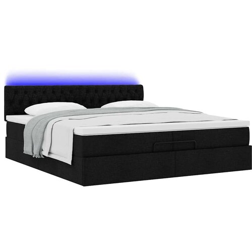 VidaXL Otomanski okvir kreveta s madracima crni 200x200cm od tkanine Slike