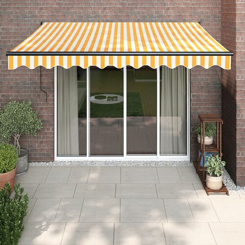  Automatska tenda na uvlačenje žuto-bijela 3 x 2,5 m Slike