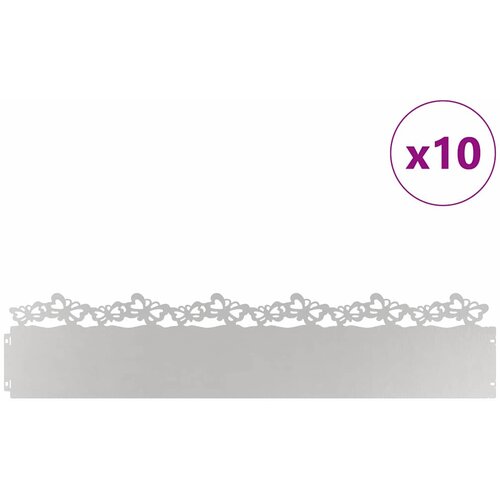  Rubnjaci za travnjak 10 kom. 103 x 0,05 x 22 cm Srebrna Slike
