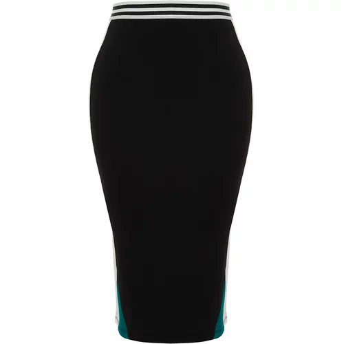 Trendyol Curve Black Color Blocked Midi Knitted Skirt