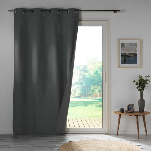 Douceur d int&amp;eacute;rieur Antracitno siva zavesa zatemnitvena iz mikrovlaken 140x260 cm Obscure &amp;ndash; Slike