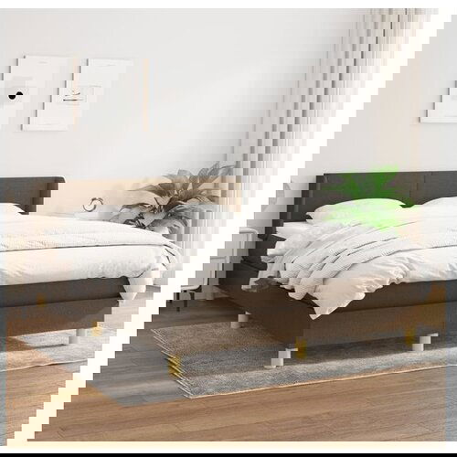 VidaXL Box spring postelja z vzmetnico temno rjav 140x190 cm Slike
