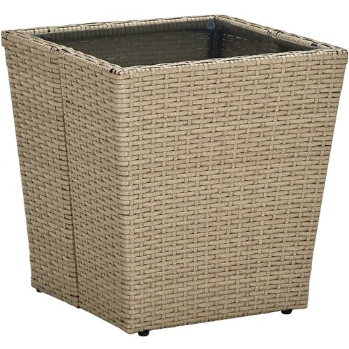 vidaXL Čajna mizica bež 41,5x41,5x44 cm poli ratan in kaljeno steklo Cene