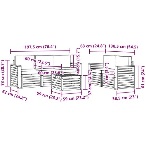  Set vanjskih sofa 6 kom. Prirodna i svjetlosiva Slike