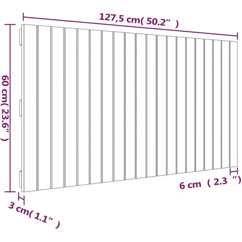  Zidno uzglavlje bijelo 127,5x3x60 cm od masivne borovine Slike
