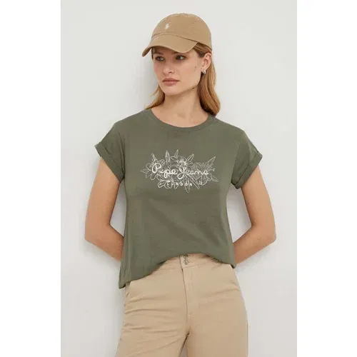 PepeJeans Pamučna majica HELEN za žene, boja: zelena