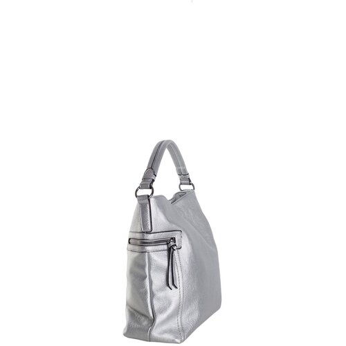 Fashion Hunters Ladies&amp;#039; silver eco leather shoulder bag Slike