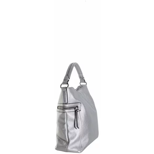 Fashionhunters Ladies' silver eco leather shoulder bag