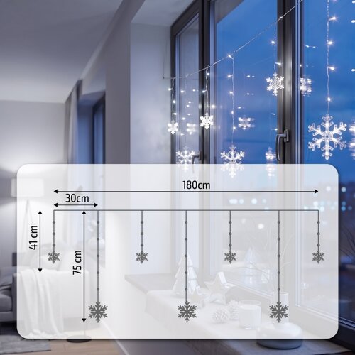 Brilagi LED Božićna zavesa 77xLED/3xAA/USB 3,8m pahuljice hladno bela Slike