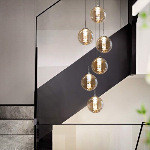 Nettlife viseča svetilka steklo premer 31cm G9 jantar jedilna miza nastavljiva po višini 6 luči v kuhinji dnevna soba spalnica, (22123041) Cene