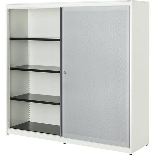 mauser Omara z drsnimi vrati, akustični učinek, jeklena plošča, VxŠxG 1516 x 1600 x 432 mm, 2 x 3 police, čista bela / aluminijasto siva / čista bela Cene