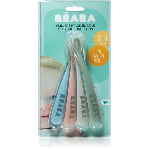 Beaba Silicone Spoon Set of 4 ergonomic silicone spoons žlička Eucalyptus 4 kos Cene