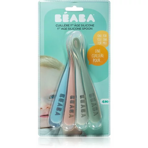 Beaba Silicone Spoon Set of 4 ergonomic silicone spoons žlička Eucalyptus 4 kos