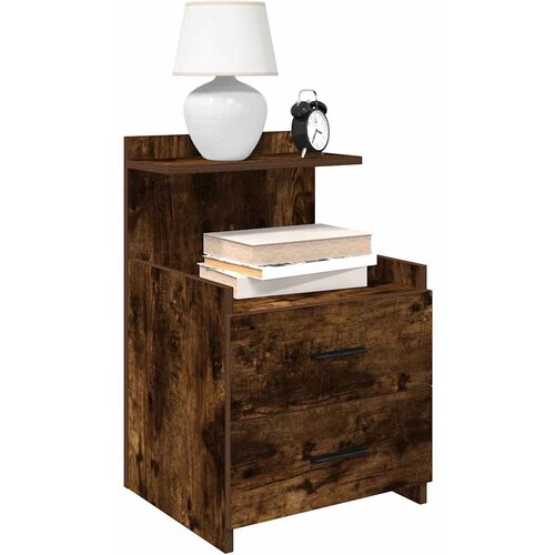 VidaXL Noćni ormarići 2 kom s 2 ladice dimljeni hrast 40x36,5x62 cm Slike