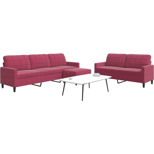 vidaXL 3-dijelni set sofa s jastucima crvena boja vina baršunasti Cijene