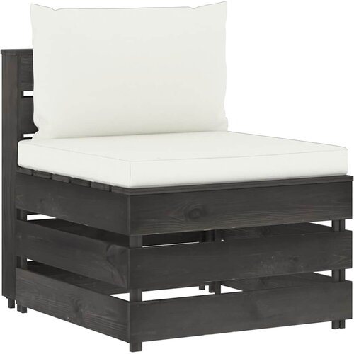  Modularna srednja sofa s jastucima od sivo impregniranog drva Krema Cijene