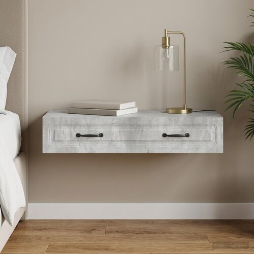 Stolna montirana na zid Betonska siva 87,5 x 34,5 x 17 cm Slike