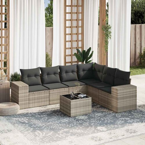  7-dijelni set vrtnih sofa svjetlosivi od poliratana Cijene